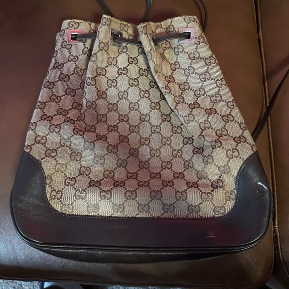 Gucci GG Pattern Rucksack Drawstring Backpack